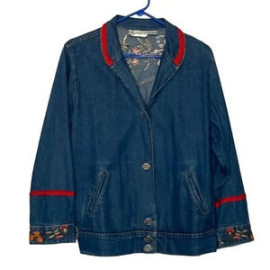 Unique Embroidered S‎ Collection Denim Jacket Size Medium (M)